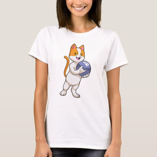 ボウリングボーリングで猫 Tシャツ (正面)