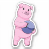 ボウリングボーリングで豚 シール (正面)