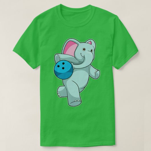 ボウリングボーリング付きゾウ Tシャツ (デザイン正面)