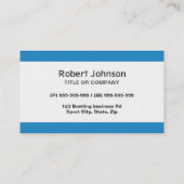 ボウリングボールがピンを倒す – 青 名刺 (裏面)