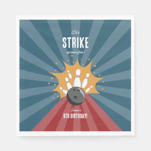 ボウリングボールが何らかのおもしろい子供の誕生日を打つ スタンダードランチョンナプキン (正面)