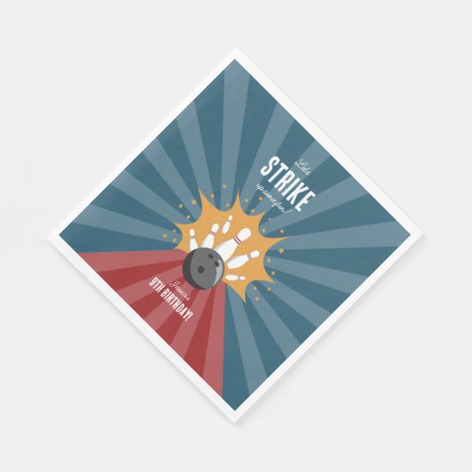 ボウリングボールが何らかのおもしろい子供の誕生日を打つ スタンダードランチョンナプキン (角)