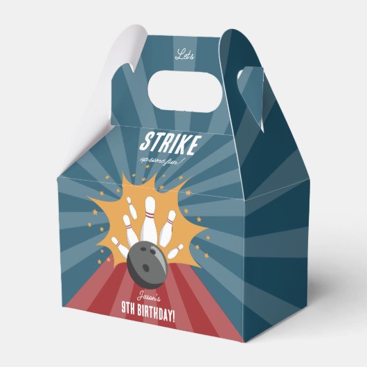 ボウリングボールが何らかのおもしろい子供の誕生日を打つ フェイバーボックス (正面サイド)