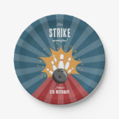 ボウリングボールが何らかのおもしろい子供の誕生日を打つ ペーパープレート (正面)