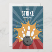 ボウリングボールが何らかのおもしろい子供の誕生日を打つ 招待状 (裏面)