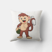 ボウリングボールでボーリングをするサル クッション (裏面)