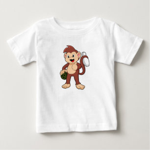 ボウリングボールでボーリングをするサル ベビーTシャツ