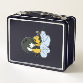 ボウリングボールでボーリングをする メタルランチボックス (裏面)