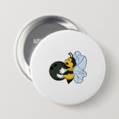 ボウリングボールでボーリングをする 缶バッジ (正面&裏面)