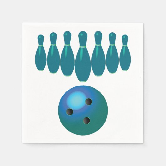 ボウリングボールとピンおもしろいスポーツ スタンダードカクテルナプキン (正面)