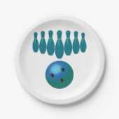 ボウリングボールとピンおもしろいスポーツ ペーパープレート (正面)