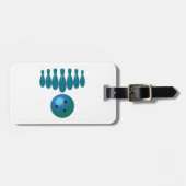 ボウリングボールとピンおもしろいスポーツ ラゲッジタグ (正面横)