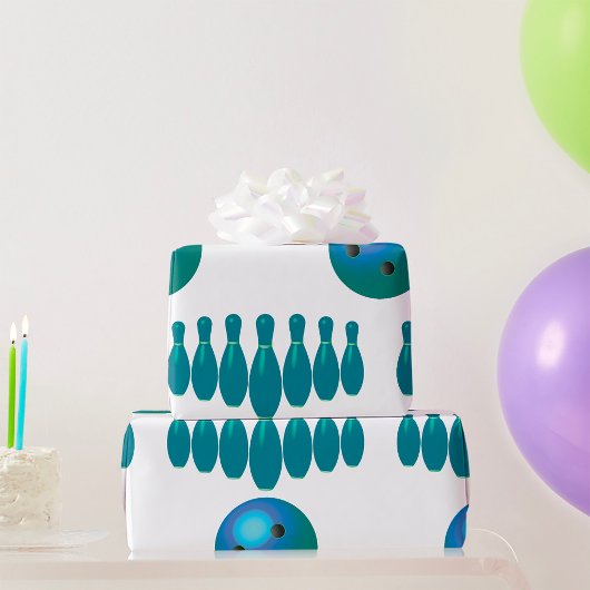 ボウリングボールとピンおもしろいスポーツ ラッピングペーパー