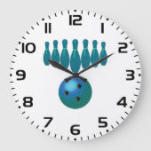ボウリングボールとピンおもしろいスポーツ ラージ壁時計 (正面)