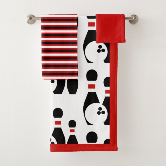 ボウリングボールとピンとパタストライプのーン バスタオルセット (インサイチュ)