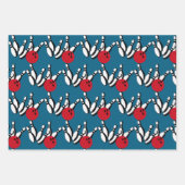 ボウリングボールとピンのデザイン ラッピングペーパーシート (正面)