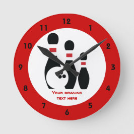 ボウリングボールとピンカスタムの ラウンド壁時計