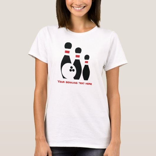 ボウリングボールとピンカスタムの Tシャツ (正面)