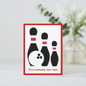 ボウリングボールとピンカスタム垂直 ポストカード (スタンド正面)