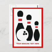 ボウリングボールとピンカスタム垂直 ポストカード (正面/裏面)