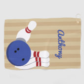 ボウリングボールとピンパーソナライズされたタオル ゴルフタオル (横)