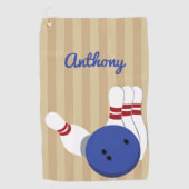 ボウリングボールとピンパーソナライズされたタオル ゴルフタオル (正面)