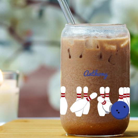 ボウリングボールとピンパーソナライズされた ガラス缶