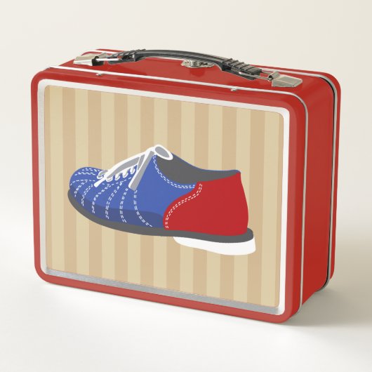 ボウリングボールとピンパーソナライズされた メタルランチボックス (裏面)