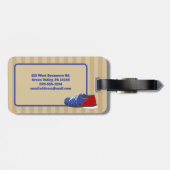 ボウリングボールとピンパーソナライズされた ラゲッジタグ (裏面横)