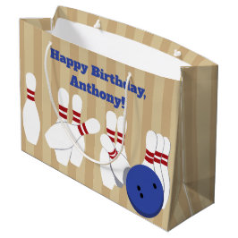 ボウリングボールとピンパーソナライズされた ラージペーパーバッグ