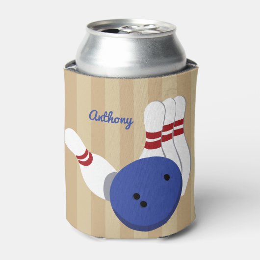ボウリングボールとピンパーソナライズされた 缶クーラー (缶正面)