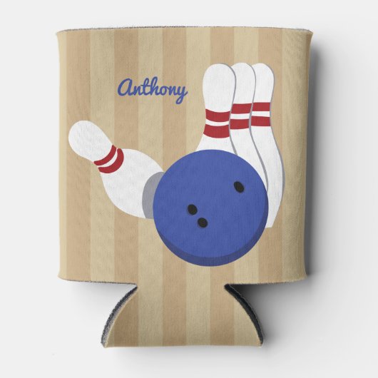 ボウリングボールとピンパーソナライズされた 缶クーラー (正面)