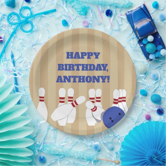 ボウリングボールとピンボーリング誕生日パーティー ペーパープレート (パーティー)