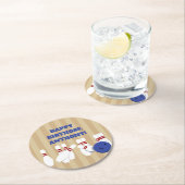 ボウリングボールとピンボーリング誕生日パーティー ラウンドペーパーコースター (インサイチュ)