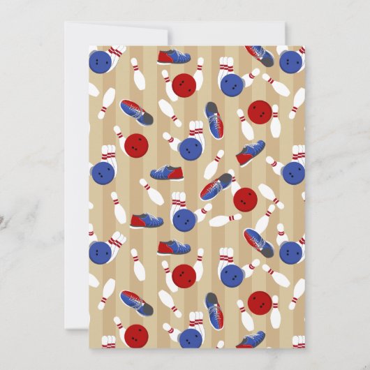 ボウリングボールとピンボーリング誕生日パーティー 招待状 (裏面)