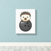 ボウリングボールとボーリングのハリネズミ キャンバスプリント (インサイチュ (ウッドフロア))