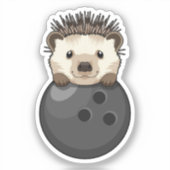 ボウリングボールとボーリングのハリネズミ シール (正面)