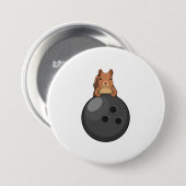 ボウリングボールとボーリングのリス 缶バッジ (正面&裏面)