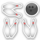 ボウリングボールとボーリングピン シール (正面)