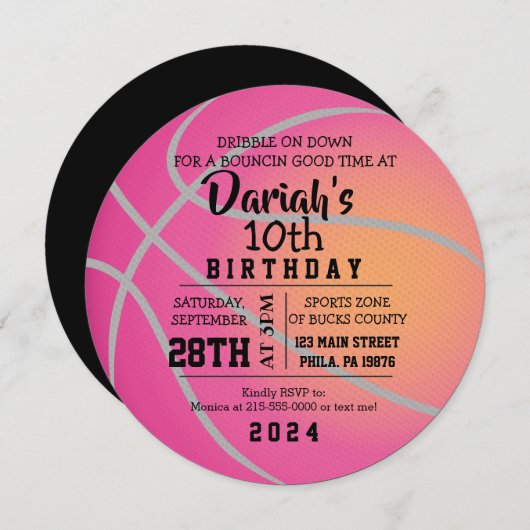 ボウリングボールの誕生日パーティーへの招待 招待状 (正面/裏面)