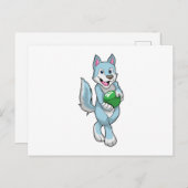 ボウリングボールを持ったボウリング場のオオカミ ポストカード (正面/裏面)