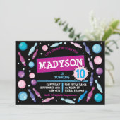 ボウリングボールネオン誕生日パーティーへの招待 招待状 (スタンド正面)