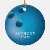 ボウリングボールパーソナライズされたクリスマス セラミックオーナメント (正面)