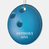 ボウリングボールパーソナライズされたクリスマス セラミックオーナメント (左)