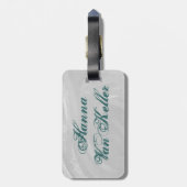 ボウリングボールヒョウティール（緑がかった色） ラゲッジタグ (裏面縦)