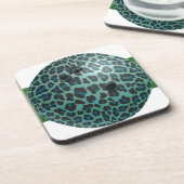 ボウリングボールレオパードティール(緑がかった色) コースター (左側)