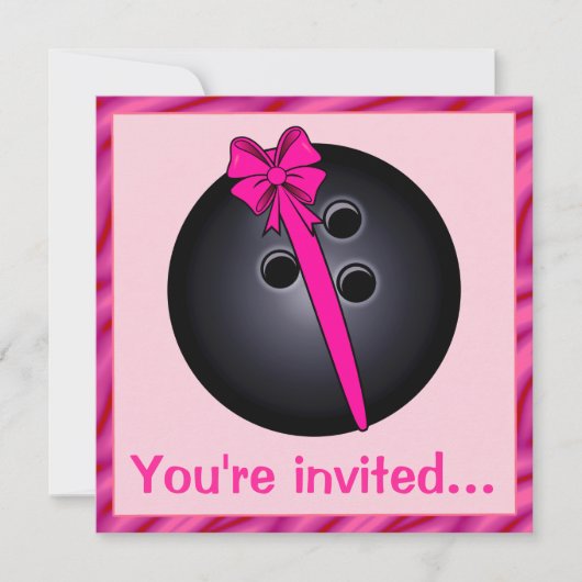 ボウリングボール付きボウリング誕生日招待状 招待状 (正面)
