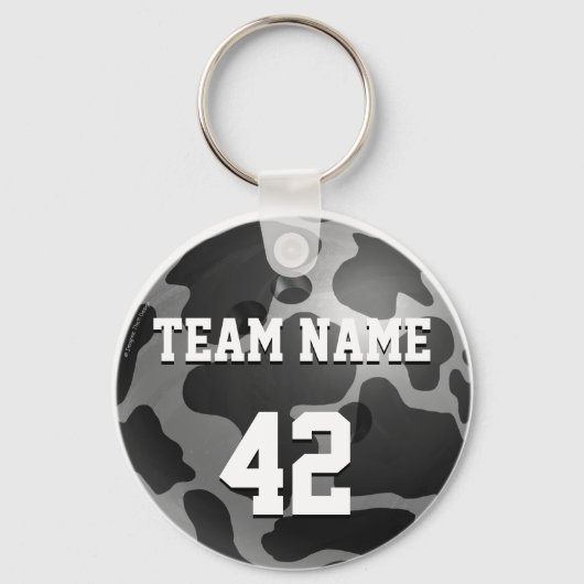 ボウリングボール牛グレー キーホルダー (正面)