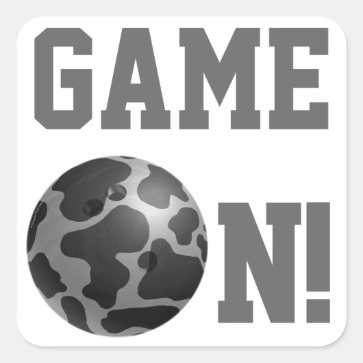 ボウリングボール牛グレー スクエアシール (正面)