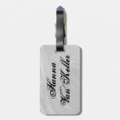 ボウリングボール牛グレー ラゲッジタグ (裏面縦)